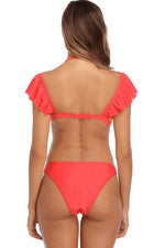 Red Flouncy Bikini Set