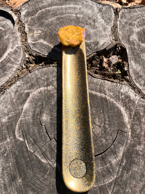 Orange Quartz Geode Crystal Ash Catcher Incense Burner - WILD FLIER GIFTS AND APPAREL