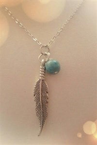 Dear Prudence Whimsical Feather with Turquoise Necklace - WILD FLIER GIFTS AND APPAREL