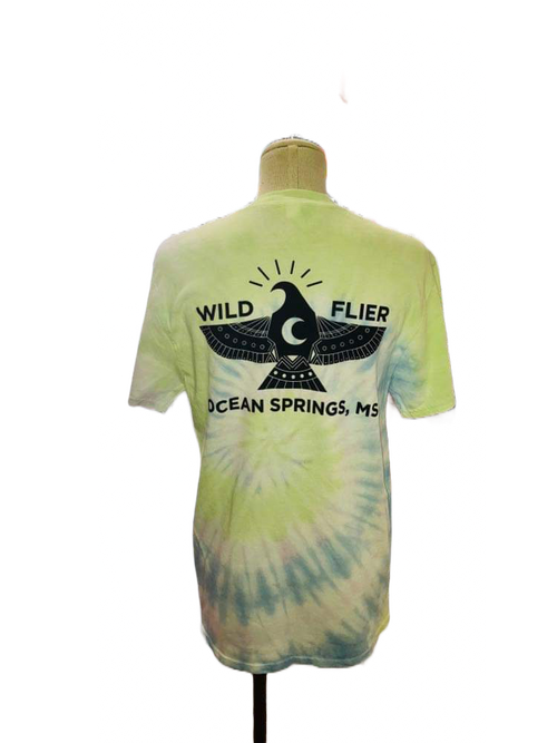 Wild Flier Logo T-Shirt: Totem Tie Dye Ocean - WILD FLIER GIFTS AND APPAREL
