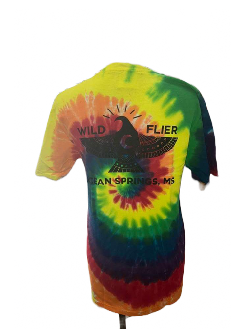 Wild Flier Logo T-Shirt: Totem Tie Dye Rainbow - WILD FLIER GIFTS AND APPAREL