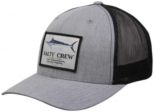 Salty Crew Marlin Mount Retro Trucker Hat- Heather Grey/Black - WILD FLIER GIFTS AND APPAREL