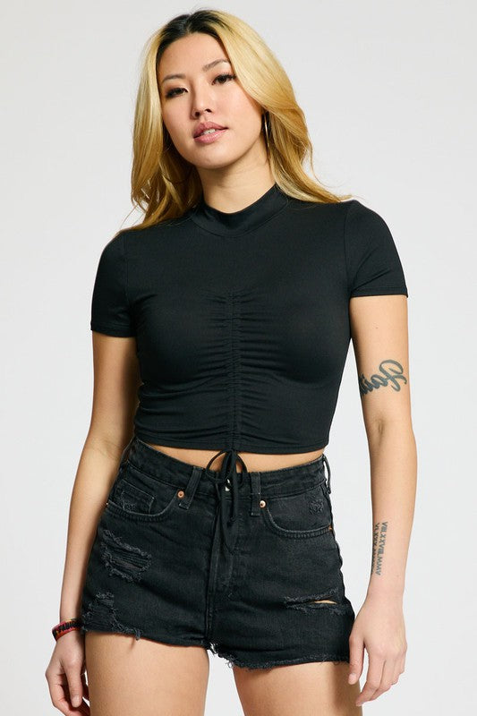 Organic Generation Mock Neck Ruched Tops - WILD FLIER GIFTS AND APPAREL