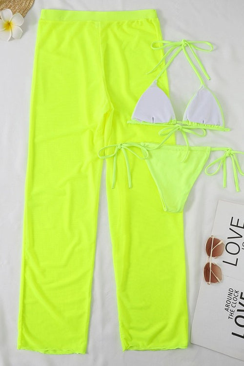 Oista Neon Three Piece Bikini Swimwear Set - WILD FLIER GIFTS AND APPAREL