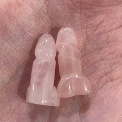 Crystal Phallic Figurine – Small Carved Gemstone Statue: Rose Quartz - Thick | WILD FLIER GIFTS AND APPAREL