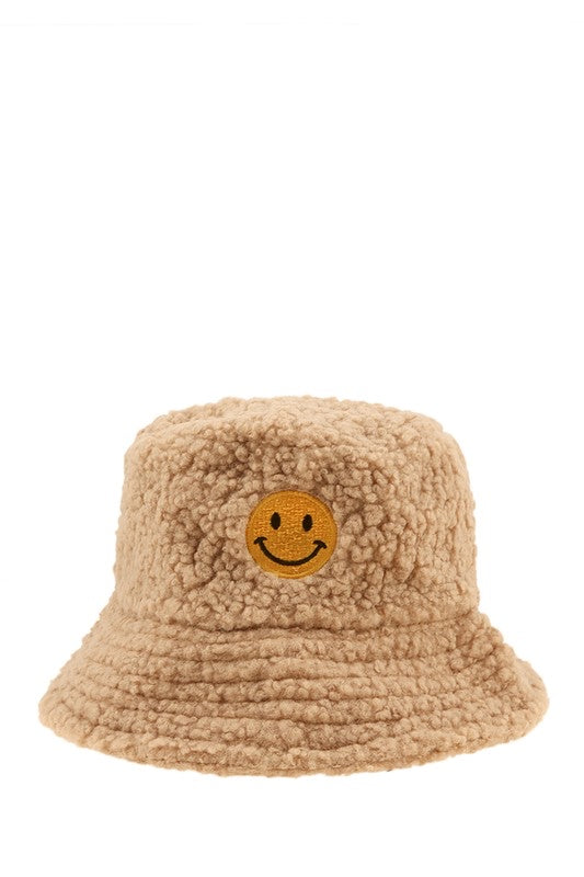 Fleece Bucket Hats with Smile Accent