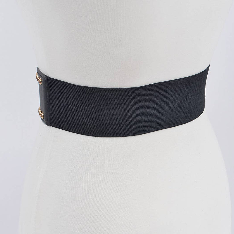 Studded Wide Stretch Belt: Black Silver | WILD FLIER GIFTS AND APPAREL
