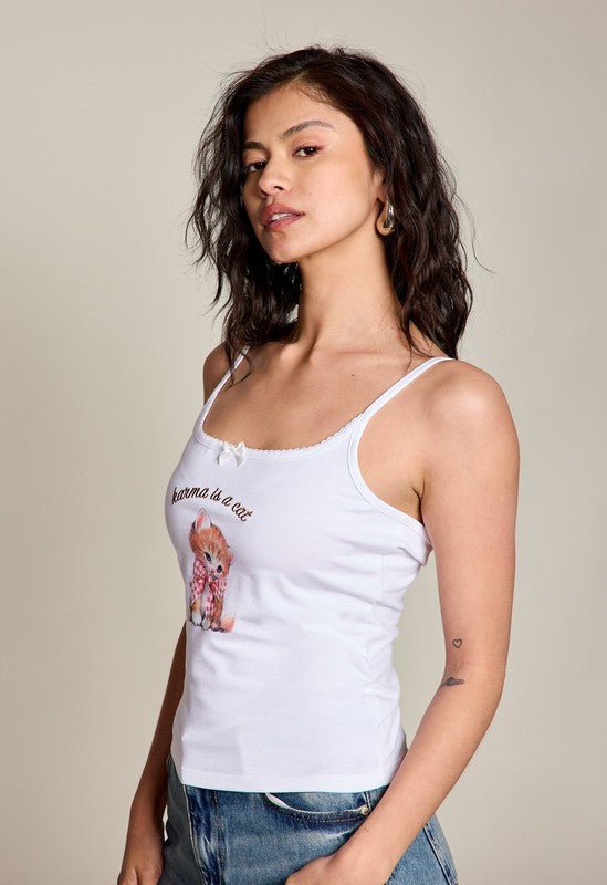 Karma Is A Kat Tank Top | WILD FLIER GIFTS AND APPAREL