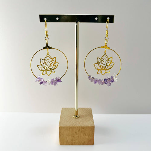 Lotus Gemstone Boho Earrings - Assortment 10 Pairs | WILD FLIER GIFTS AND APPAREL