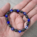 Evil Eye Protection Bracelet 8mm – Wholesale Beaded Jewelry: Glass and Hematite Each | WILD FLIER GIFTS AND APPAREL