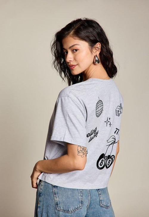 Cherry 8 Ball Graphic Crop Tee | WILD FLIER GIFTS AND APPAREL