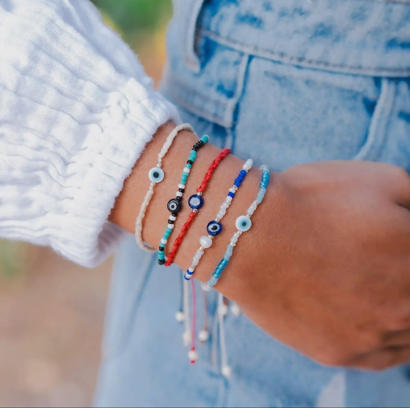 Lotus and Luna Evil Eye Bracelets