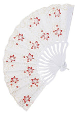 Periwinkle Floral Blossom Gold Glitter Print Novelty Oriental Hand-Held Folding Fans | WILD FLIER GIFTS AND APPAREL