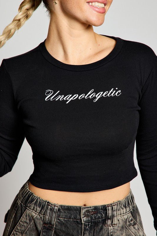 Unapologetic Long Sleeve Crop Top | WILD FLIER GIFTS AND APPAREL