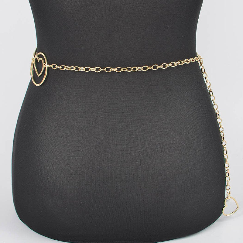 Heart Shape And O Ring Metal Chain Belt PB8612: GD | WILD FLIER GIFTS AND APPAREL