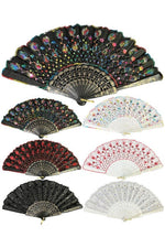 Floral Sequins Stitched Novelty Oriental Hand-Held Folding Fans | WILD FLIER GIFTS AND APPAREL