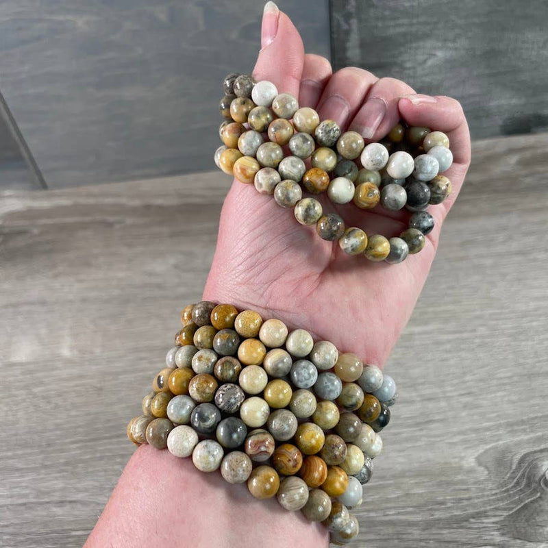 8mm Round Gemstone Beaded Bracelets – Assorted Crystals Bulk: Crazy Lace Jasper | WILD FLIER GIFTS AND APPAREL