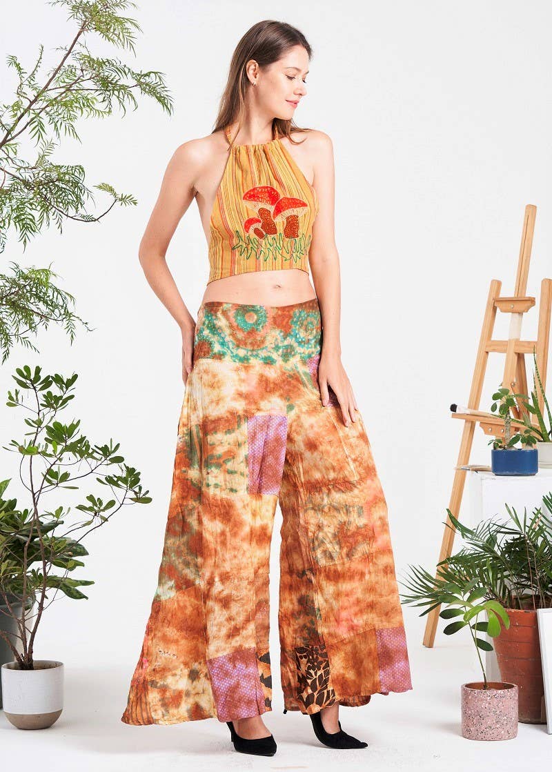 Multi-patch Wide-Leg Elastic Waist Pants (KT-1401): Assorted (Available Colors) / M/L | WILD FLIER GIFTS AND APPAREL