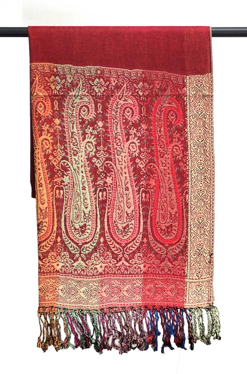 6 Pack Pashmina Paisley Section Rainbow Shawl Wraps Assorted | WILD FLIER GIFTS AND APPAREL
