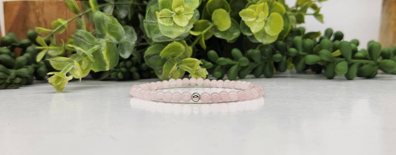 Rose Quartz Stretchable Bracelet 4MM Beads - 7.5 Inches Long