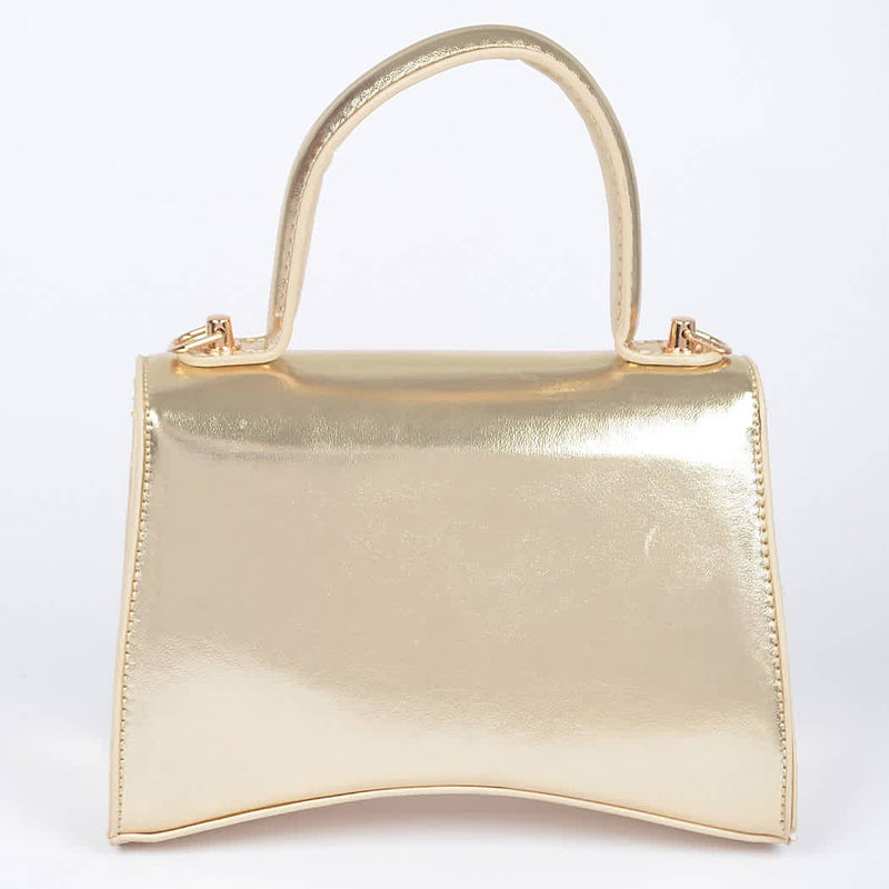 Metallic Faux Leather Studded Top Handle Clutch: BK | WILD FLIER GIFTS AND APPAREL