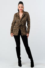 Lux Leopard Tie Waist Blazer Jacket | WILD FLIER GIFTS AND APPAREL