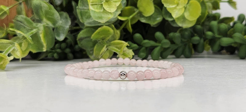 Rose Quartz Stretchable Bracelet 4MM Beads - 7.5 Inches Long