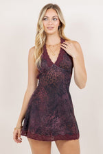 Animal Print Lace Halter Mini Dress | WILD FLIER GIFTS AND APPAREL