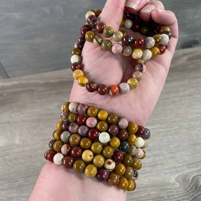 Mookaite Jasper 8mm Round Gemstone Beaded Bracelets