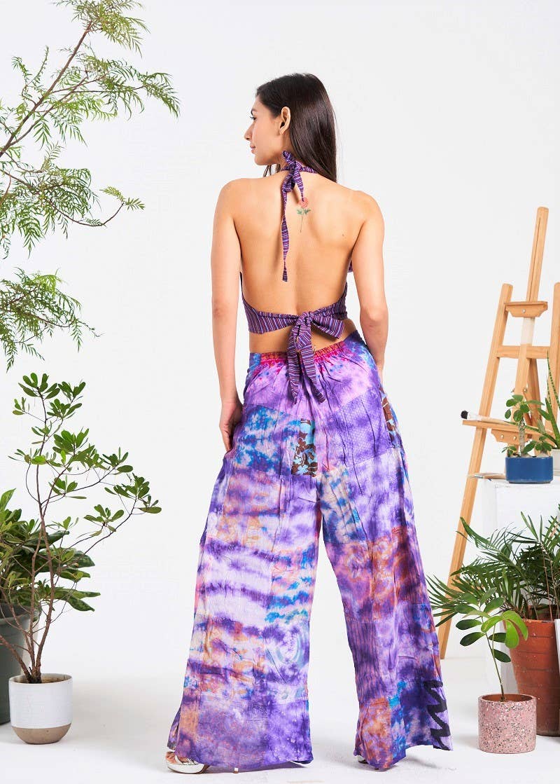Multi-patch Wide-Leg Elastic Waist Pants (KT-1401): Assorted (Available Colors) / M/L | WILD FLIER GIFTS AND APPAREL