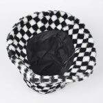 Plaid Fur Bucket Hat: Black White | WILD FLIER GIFTS AND APPAREL