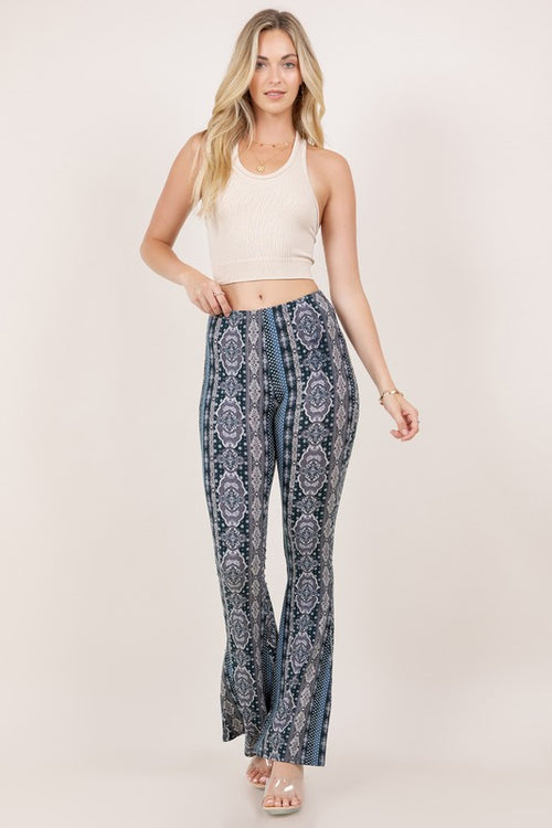 Navy Patterned Flared Pants | WILD FLIER GIFTS AND APPAREL