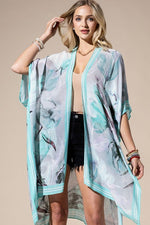 Aqua Multicolored Kimono | WILD FLIER GIFTS AND APPAREL