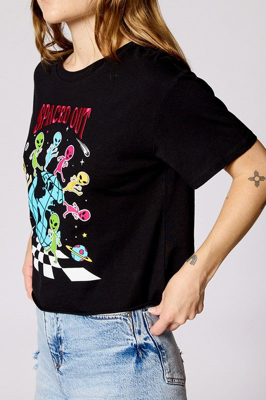 Spaced Out Alien Graphic Crop Tee