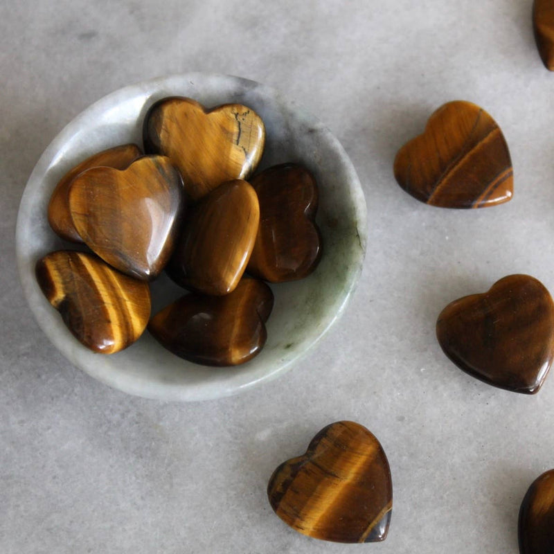 Tiger's Eye 20mm Mini Heart Shaped Gemstone (Crystals & Stones)