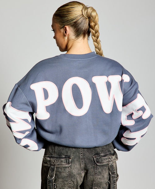 Empower With Love Embroidery And Puff Print Fleece Top