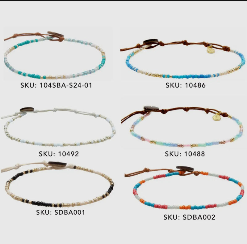 Lotus and Luna Beaded Anklets