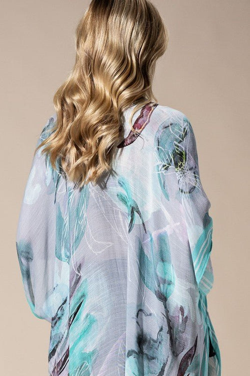 Aqua Multicolored Kimono | WILD FLIER GIFTS AND APPAREL