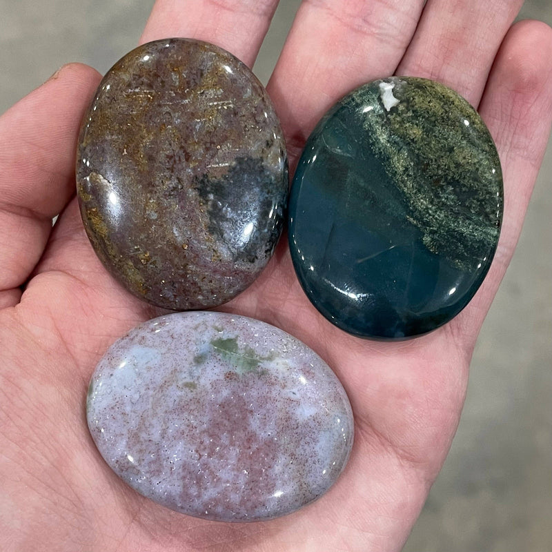 Gemstone Palm Stone 45mm: Moss Agate | WILD FLIER GIFTS AND APPAREL