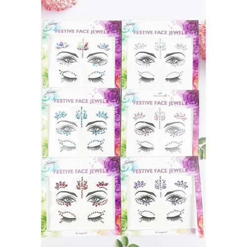 SHINNY CRYSTAL  RHINESTONE FESTIVE FACE STICKER: ASSORTED / ONE | WILD FLIER GIFTS AND APPAREL