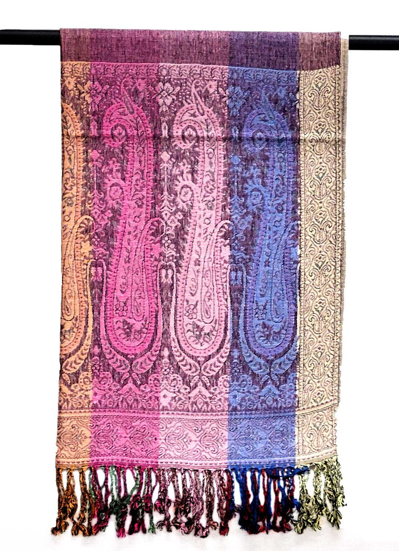 6 Pack Pashmina Paisley Section Rainbow Shawl Wraps Assorted | WILD FLIER GIFTS AND APPAREL