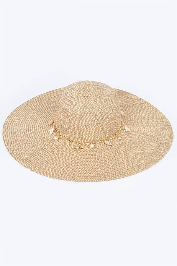 Summer Hat with Multi Seashells: BG | WILD FLIER GIFTS AND APPAREL
