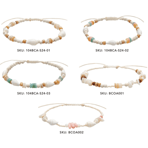 Lotus and Luna Beachcomber Shell Anklets | WILD FLIER GIFTS AND APPAREL
