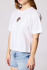 Mushroom Embroidered Cropped Tee