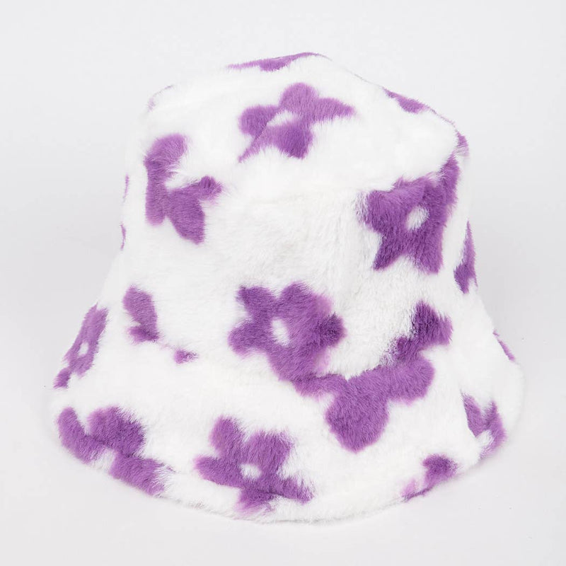 Faux Fur Printed Bucket Hat: WT | WILD FLIER GIFTS AND APPAREL