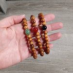 Assorted Gemstone with Wood Beads Bracelet : Assorted Symbols and Stones