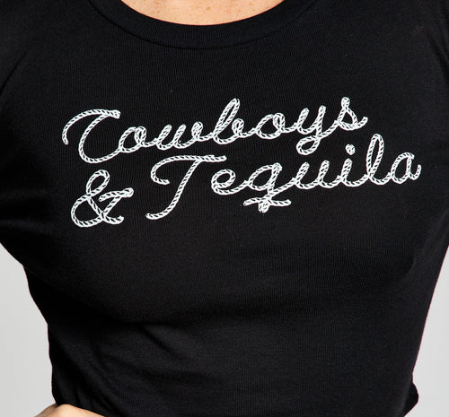 Cowboys & Tequila Long Sleeve Crop Top | WILD FLIER GIFTS AND APPAREL