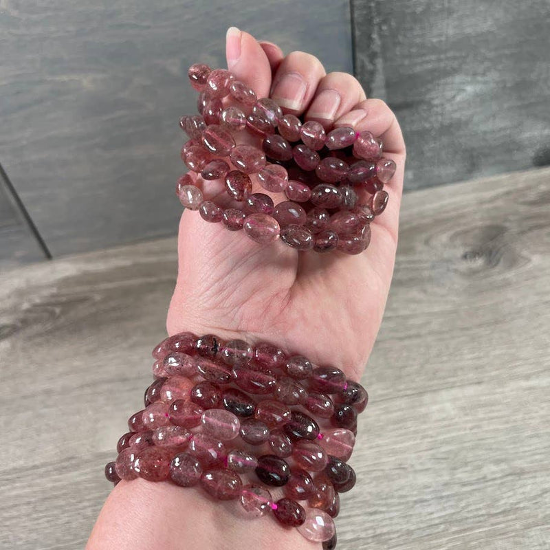 Strawberry Quartz Gemstone Nugget Bracelets