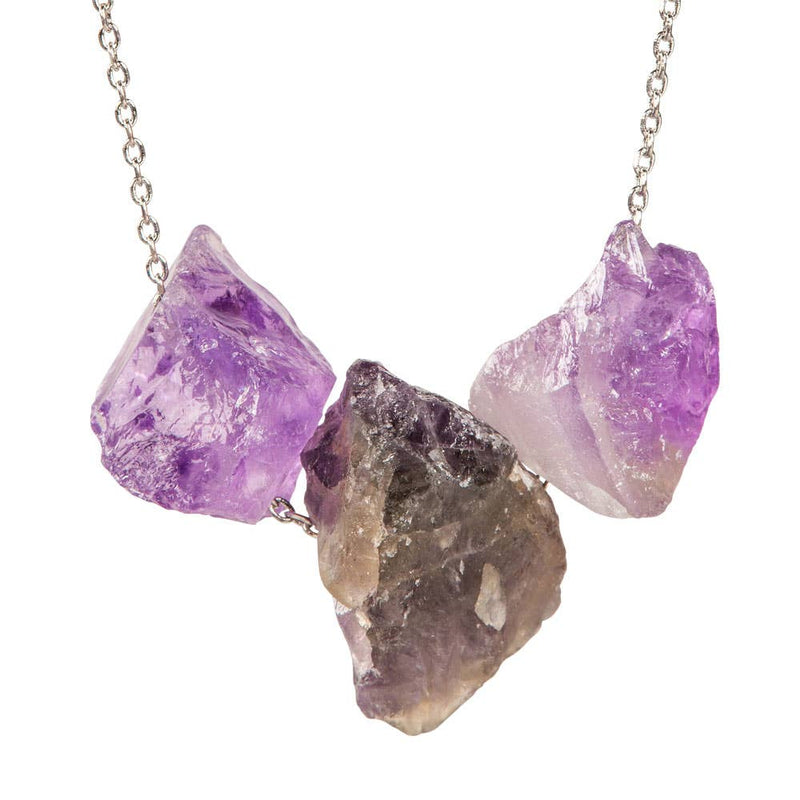 Rough Stone Amethyst Silver Necklace