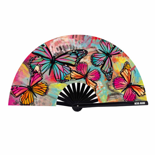Flutter By Butterfly Super Blacklight Reactive Folding Fan: MULTI / O/S | WILD FLIER GIFTS AND APPAREL